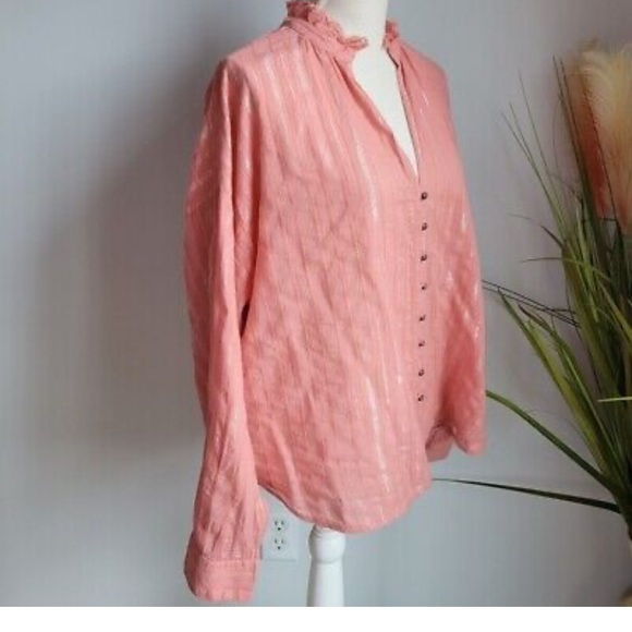 Pilcro Pink Long Sleeve Button Down Blouse - Picture 5 of 11